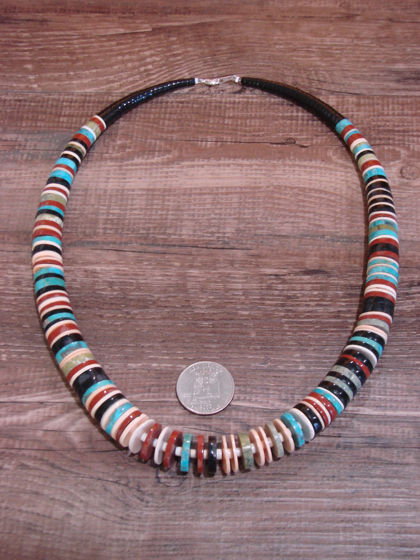 Native American Multi Stone 22" Heishi Necklace by Calabaza