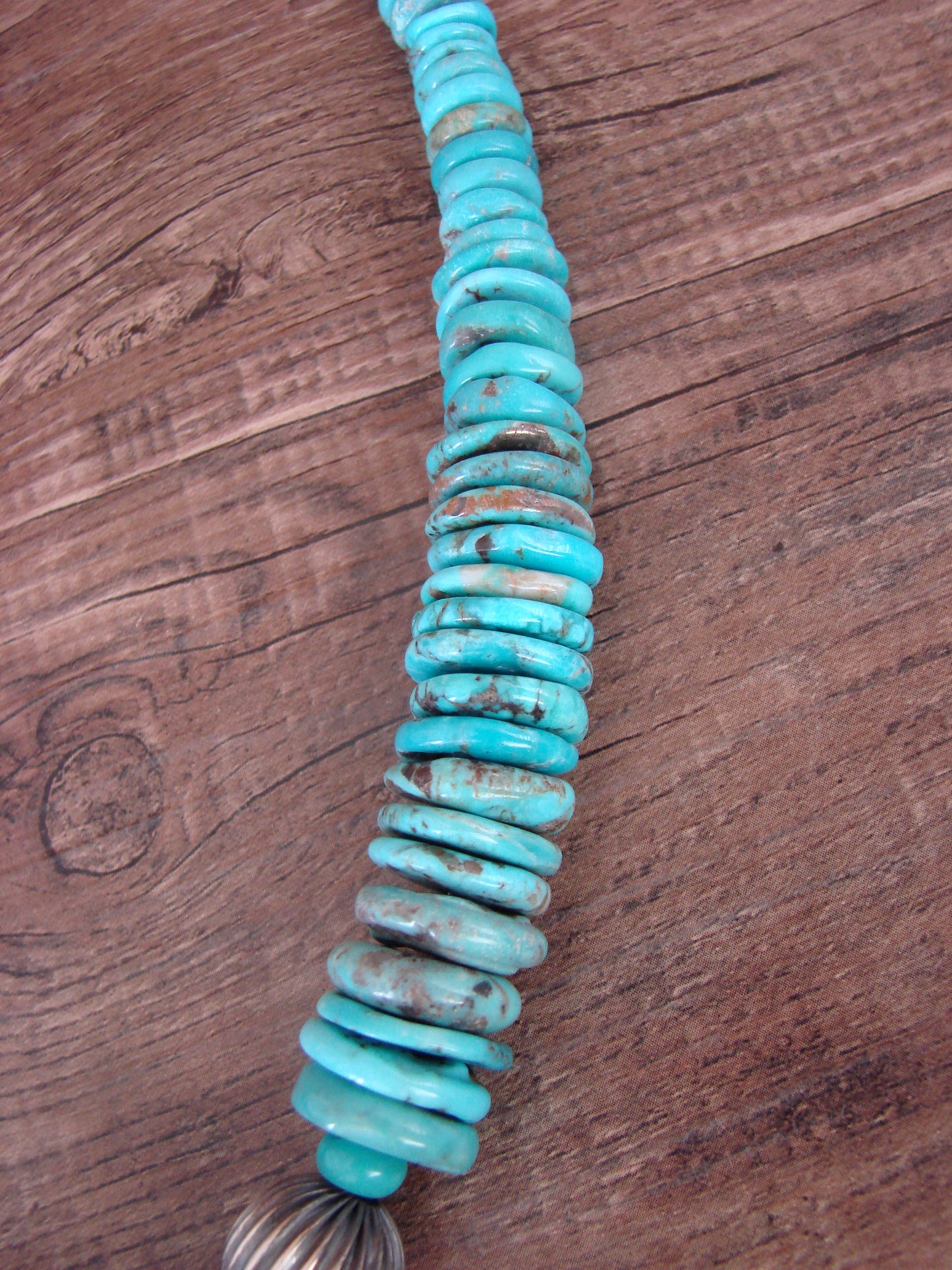 Native American 20" Sterling Silver Navajo Pearl & Kingman Turquoise Necklace - Mariano