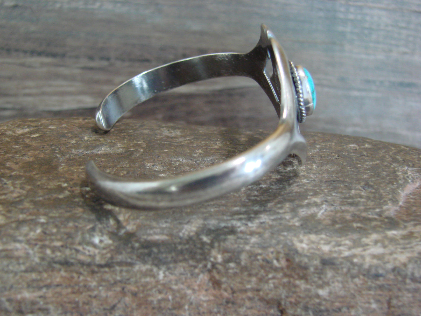 Native American Cast Sterling Silver & Turquoise Bracelet Signed Begay