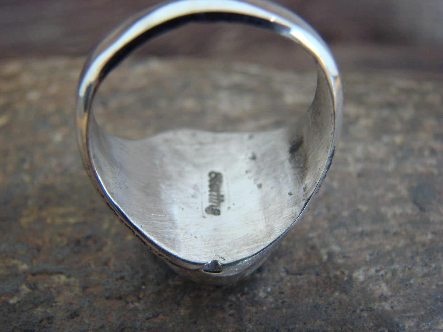 Native American Sterling Silver & Turquoise Ring by Bekis - Size 9.5