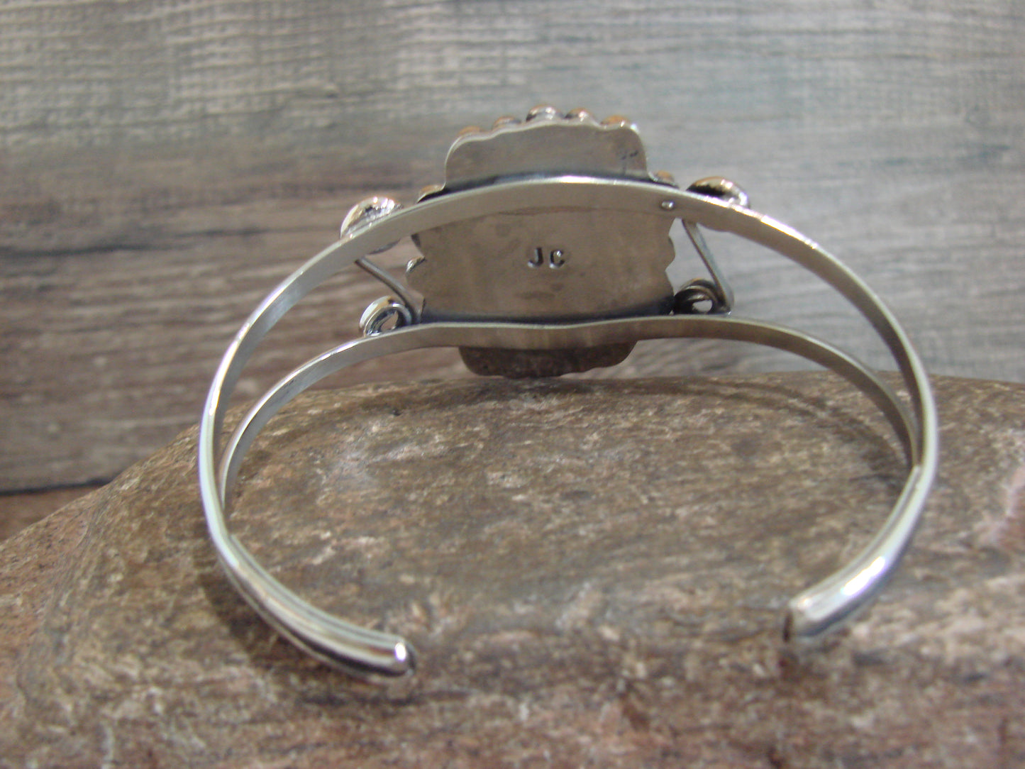 Native American Nickel Silver & Turquoise Bracelet by Cleveland