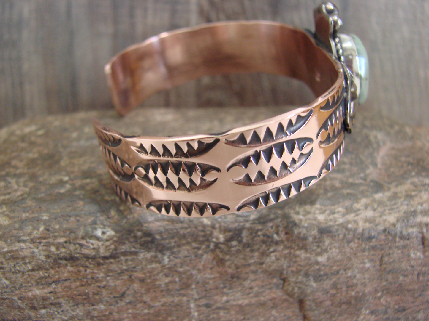 Native American Copper & Turquoise Bracelet by Cleveland