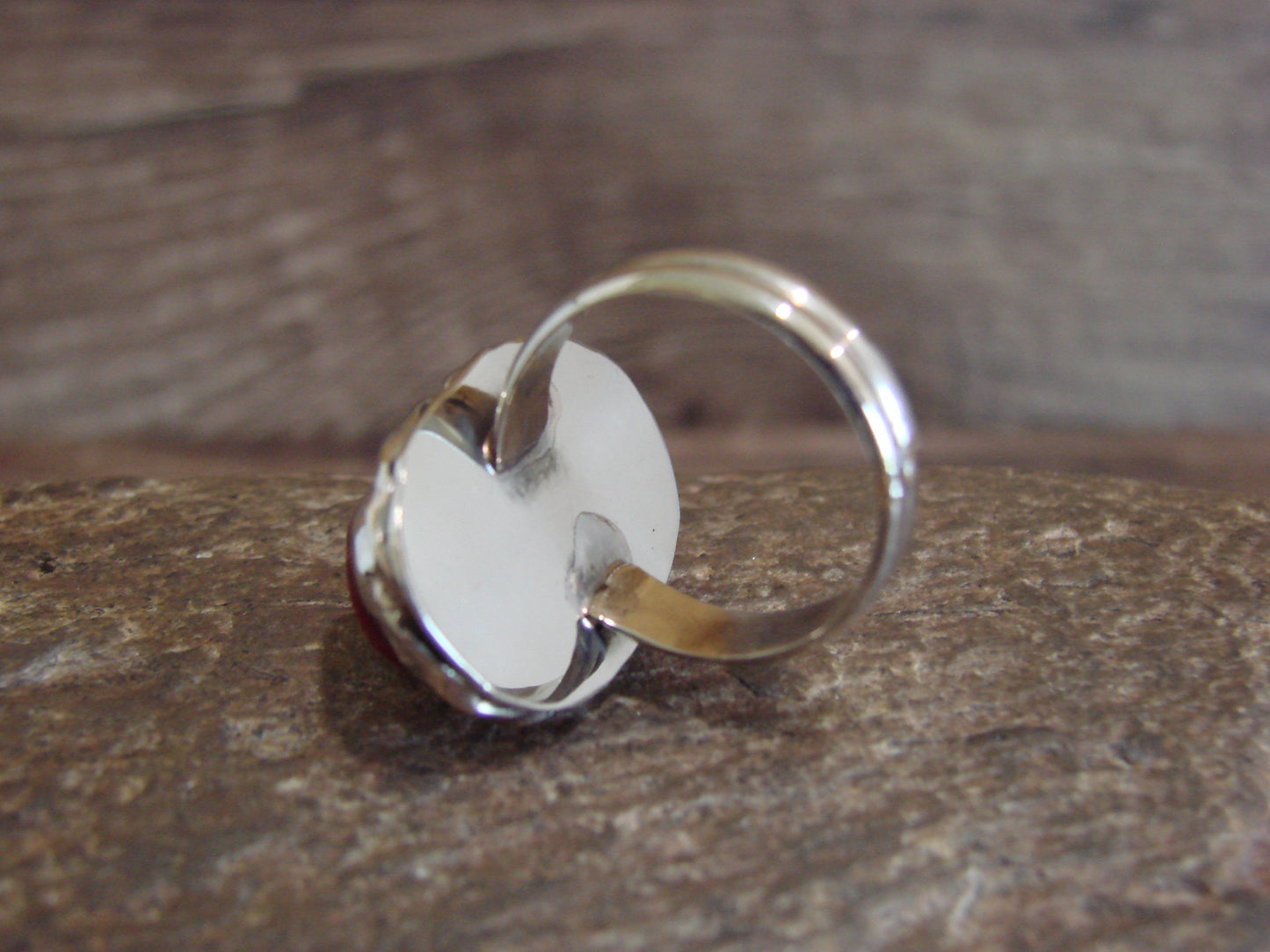 Native American Nickel Silver & Red Howlite Ring Size 7 - Cleveland
