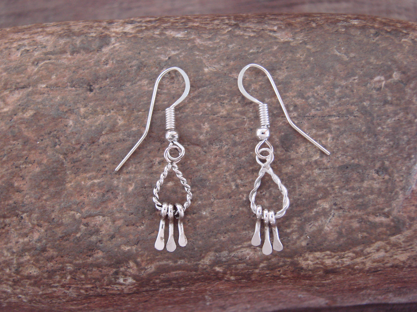Native American Sterling Silver Chandelier Dangle Earrings by Yazzie