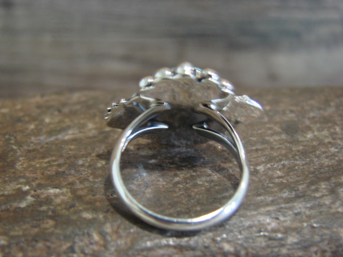 Native American Sterling Silver & Turquoise Feather Ring by Saunders - Size 10