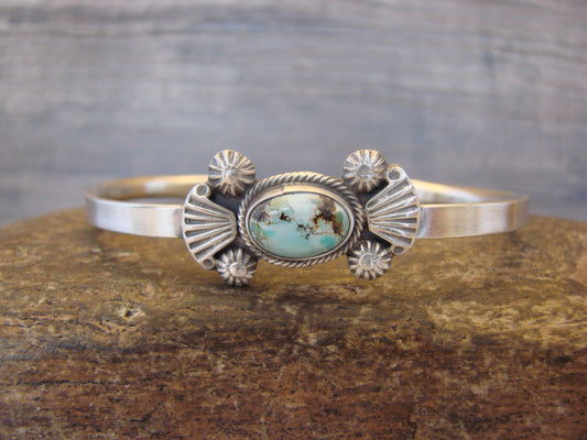 Small Native American Sterling Silver & Sonoran Turquoise Bracelet