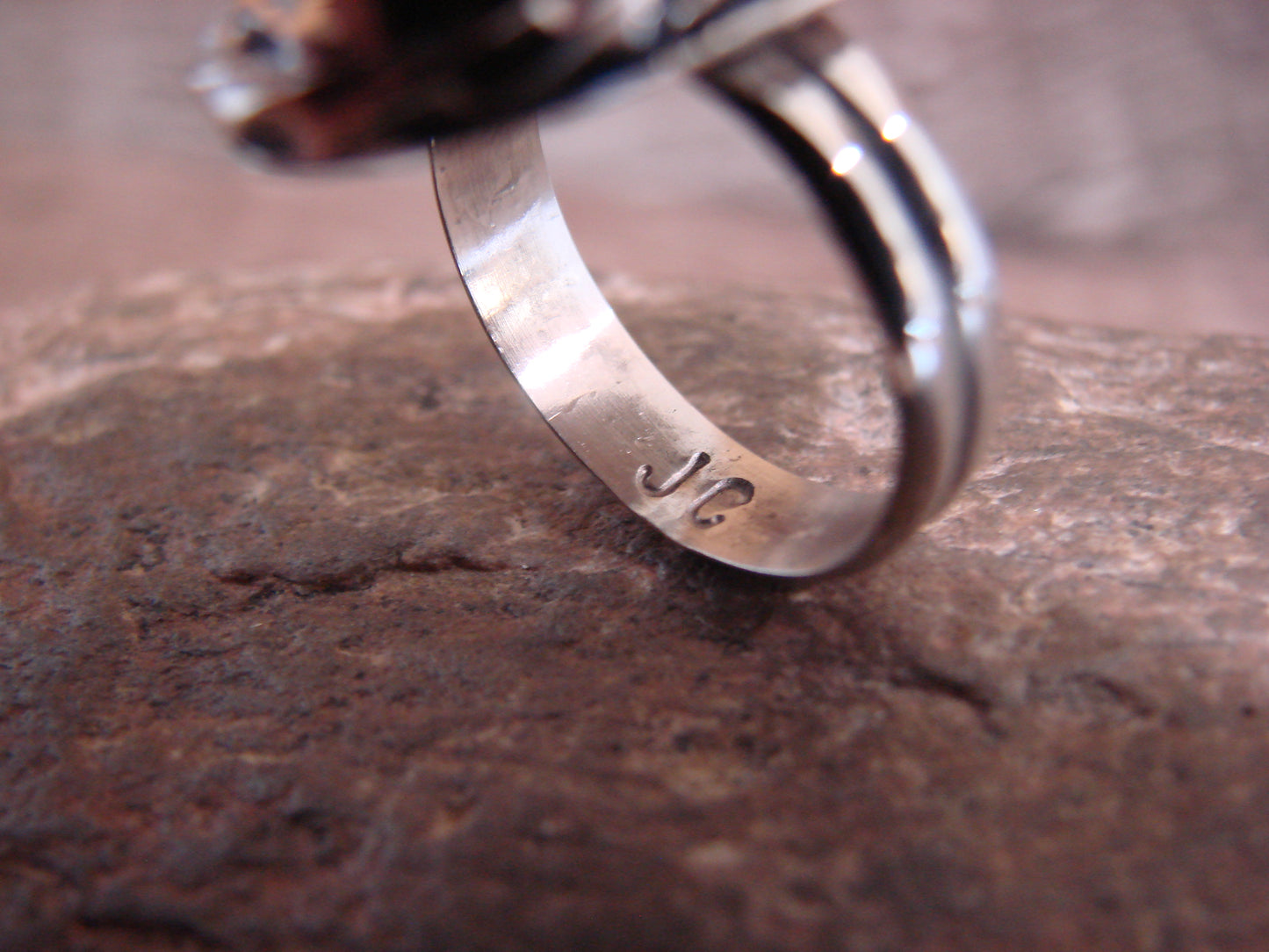 Native American Nickel Silver & Red Howlite Ring Size 7 - Cleveland