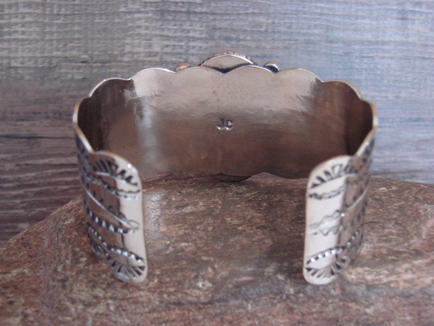 Native American Nickel Silver & Turquoise Bracelet by Cleveland