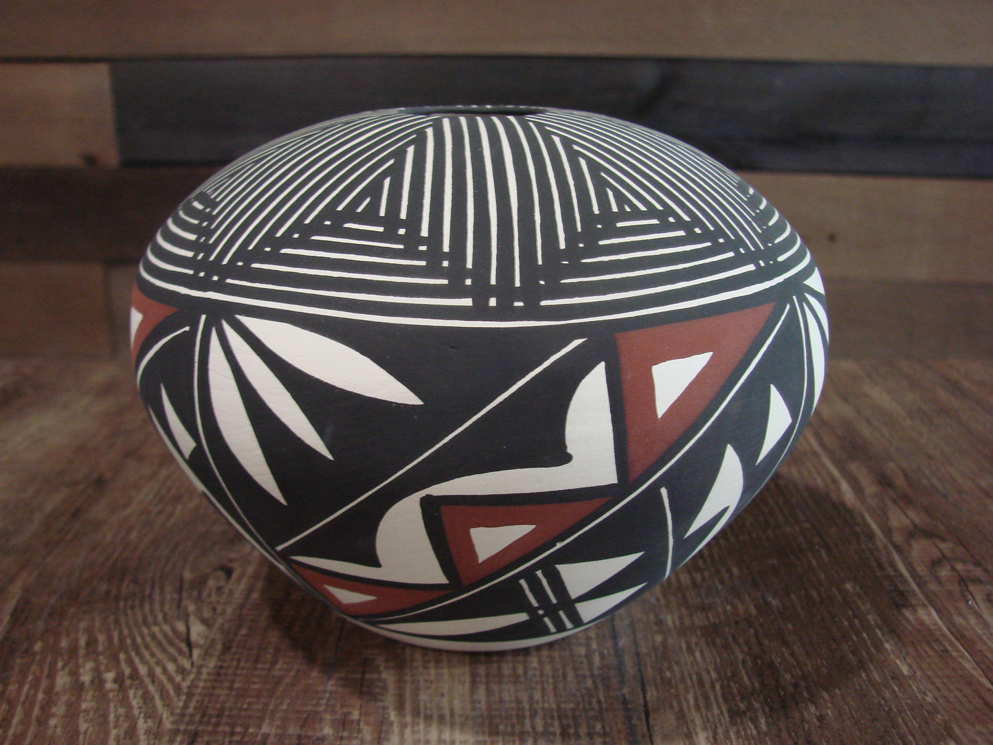 Native American Acoma Fine Line Hand Painted Pottery by Victorino