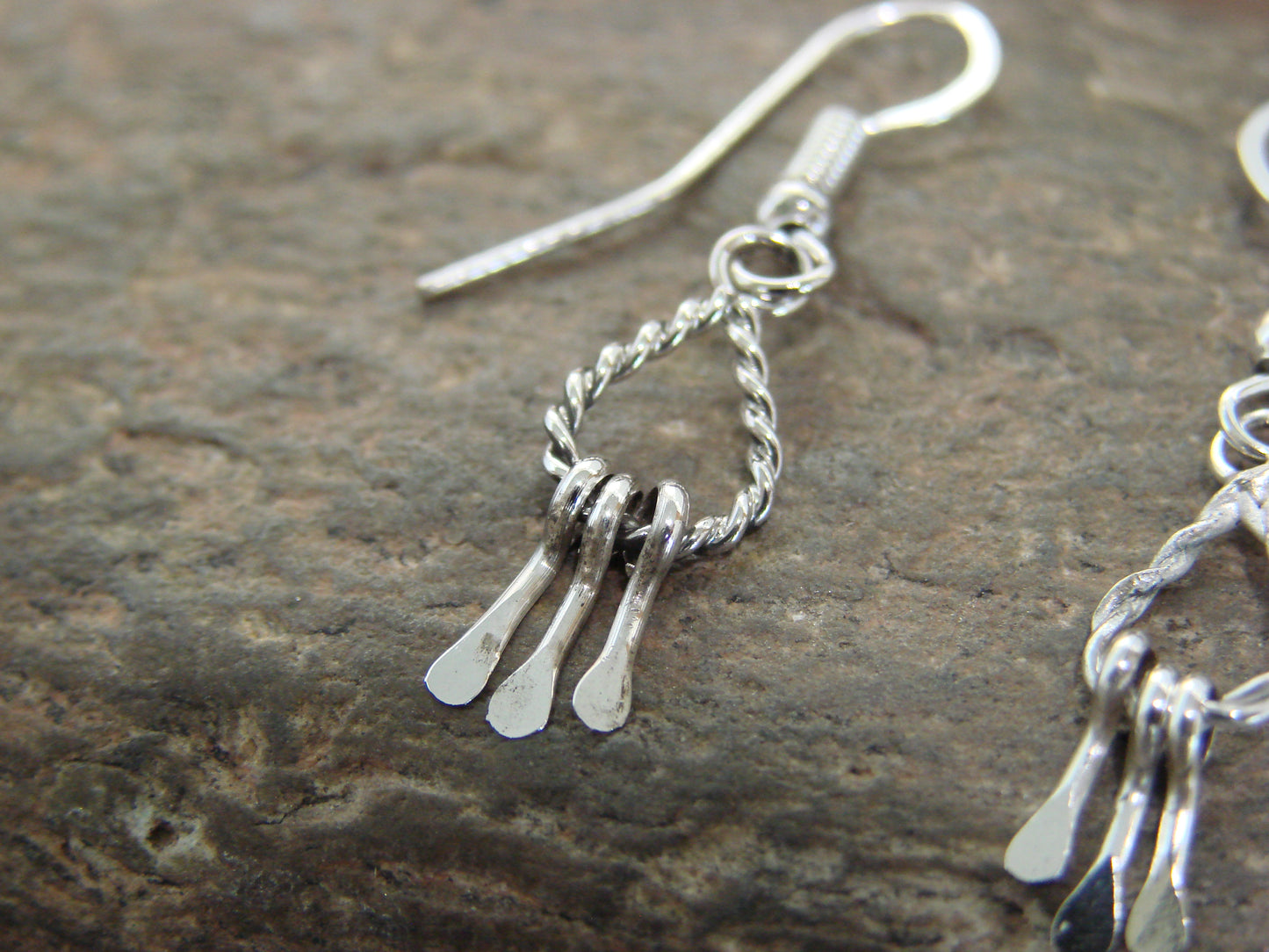 Native American Sterling Silver Chandelier Dangle Earrings by Yazzie