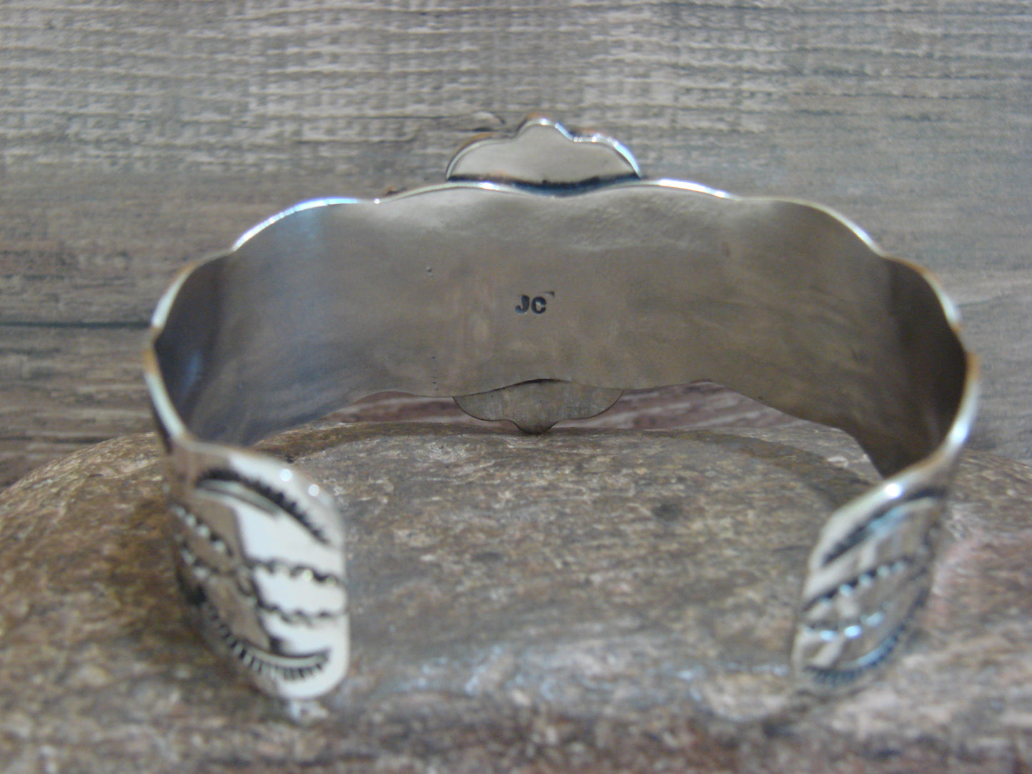 Native American Nickel Silver & Turquoise Bracelet by Cleveland