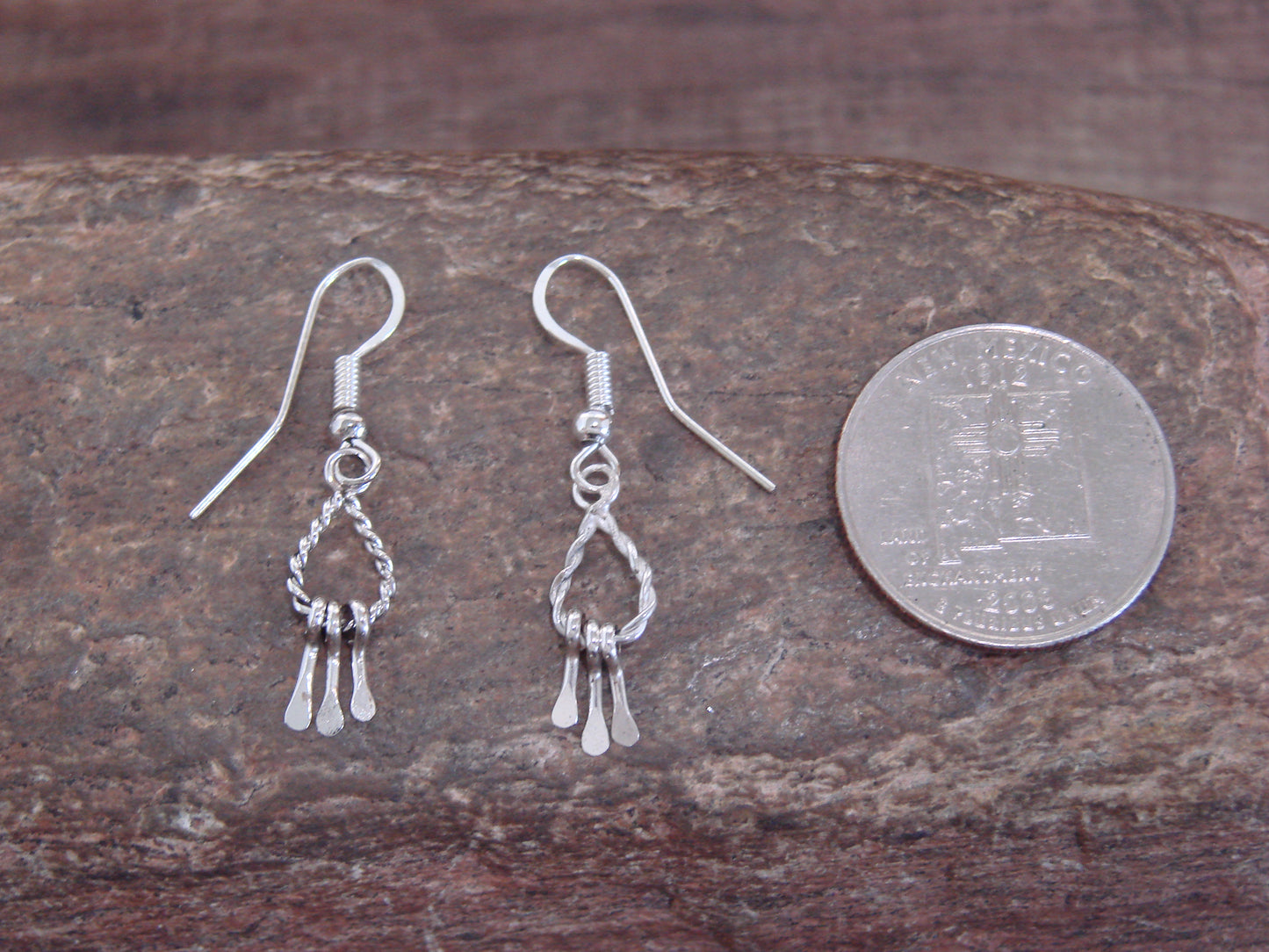 Native American Sterling Silver Chandelier Dangle Earrings by Yazzie
