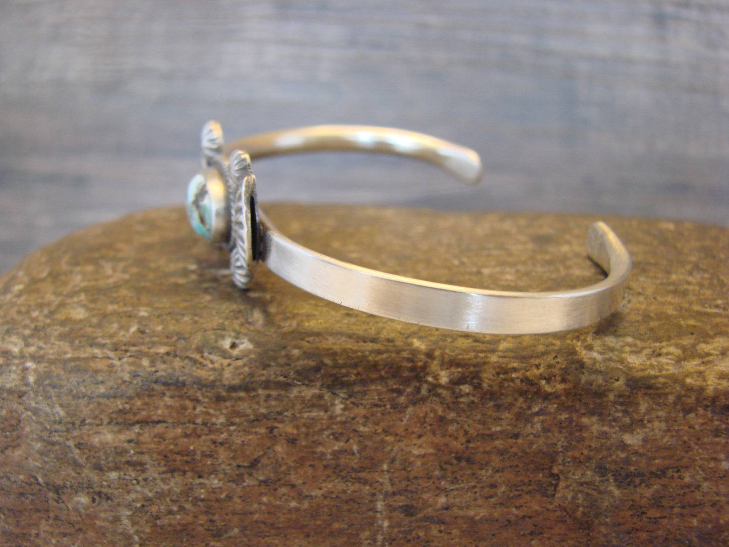 Small Native American Sterling Silver & Sonoran Turquoise Bracelet