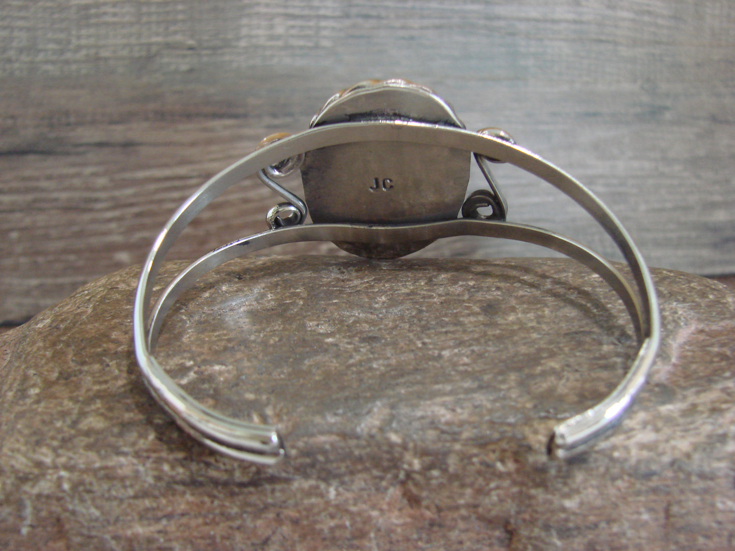 Native American Nickel Silver & Turquoise Bracelet by Cleveland