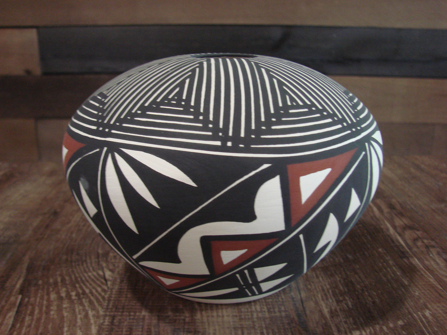 Native American Acoma Fine Line Hand Painted Pottery by Victorino