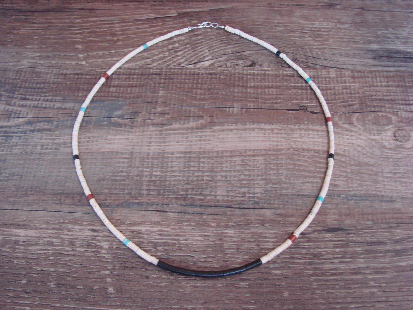 Native American 18" Santo Domingo Tortoise Shell Heishi Necklace - Crespin