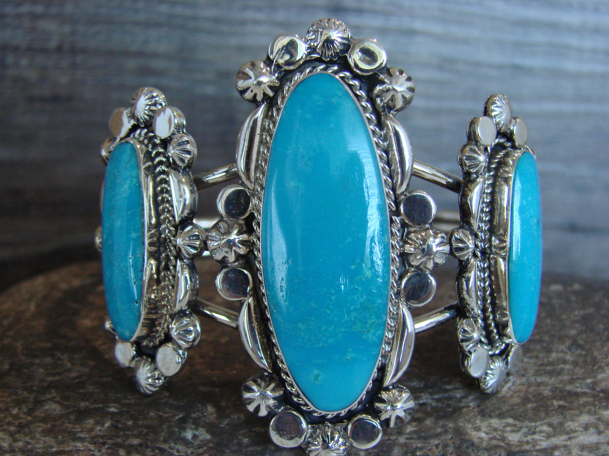 Native American Sterling Silver & Turquoise Bracelet by Yazzie