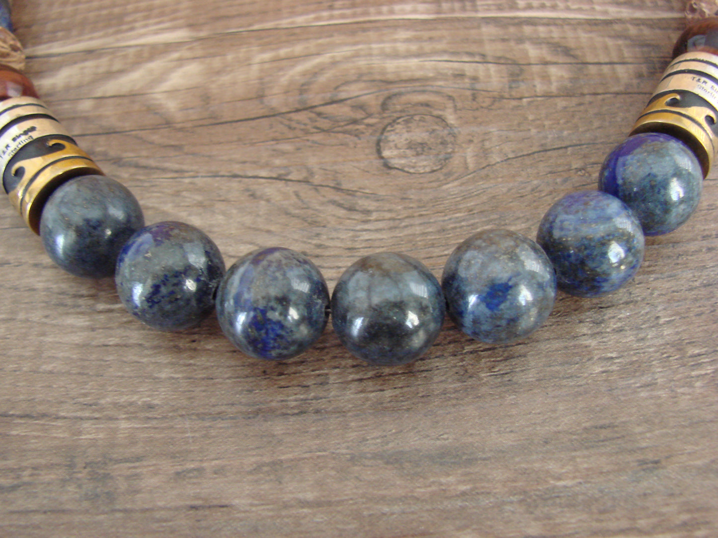 Native American Sterling Silver & Lapis 28" Gemstone Necklace by Singer