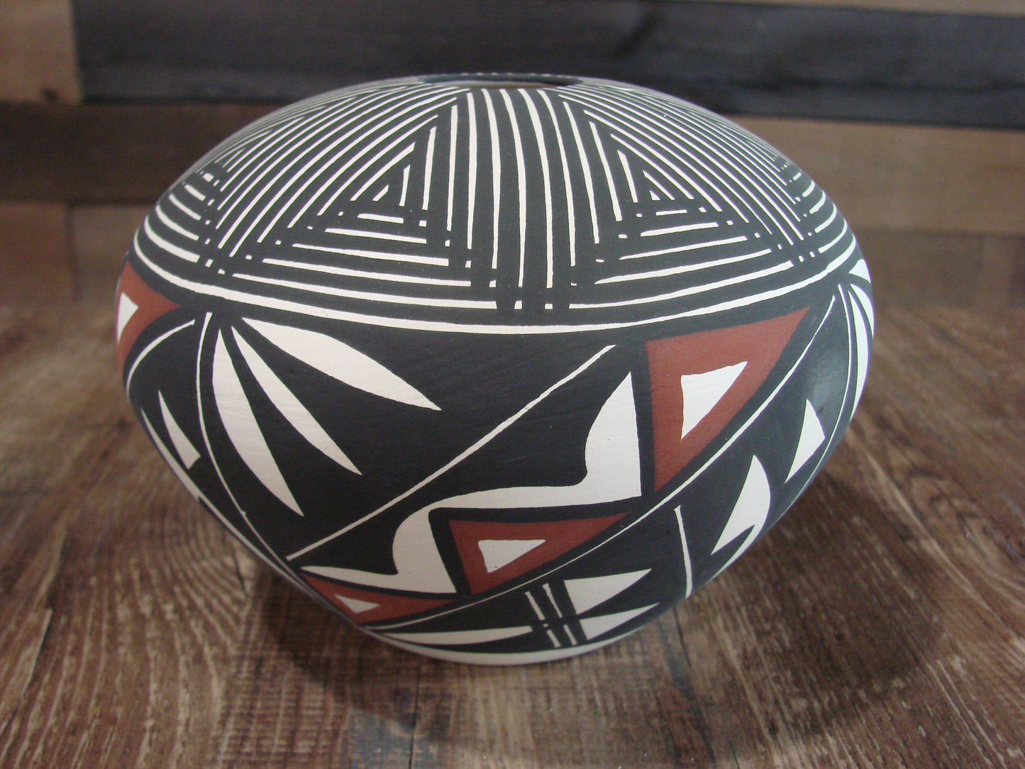 Native American Acoma Fine Line Hand Painted Pottery by Victorino