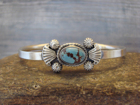 Small Native American Sterling Silver & Sonoran Turquoise Bracelet