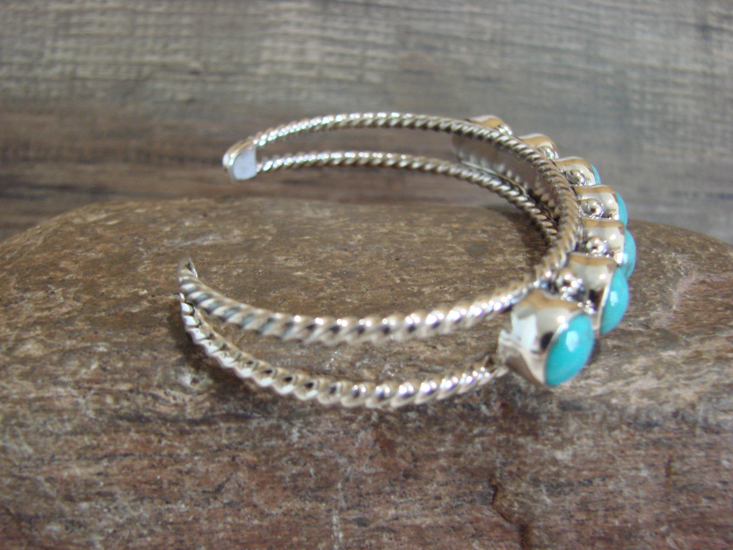 Native American Sterling Silver & Turquoise Row Bracelet by Jack