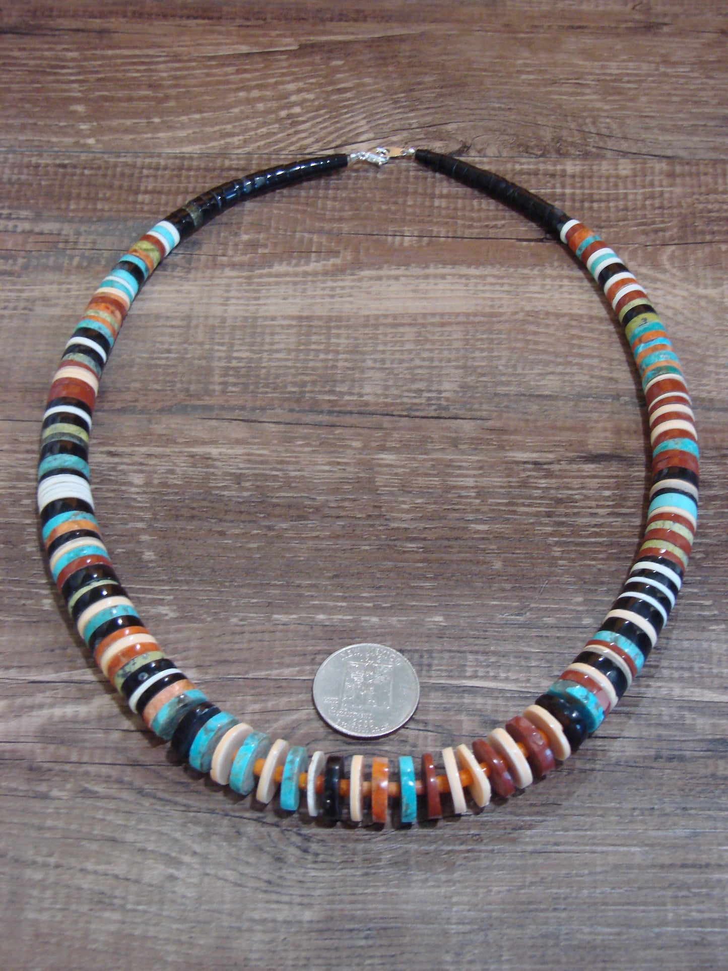 Native American Multi Stone 22" Heishi Necklace by Calabaza
