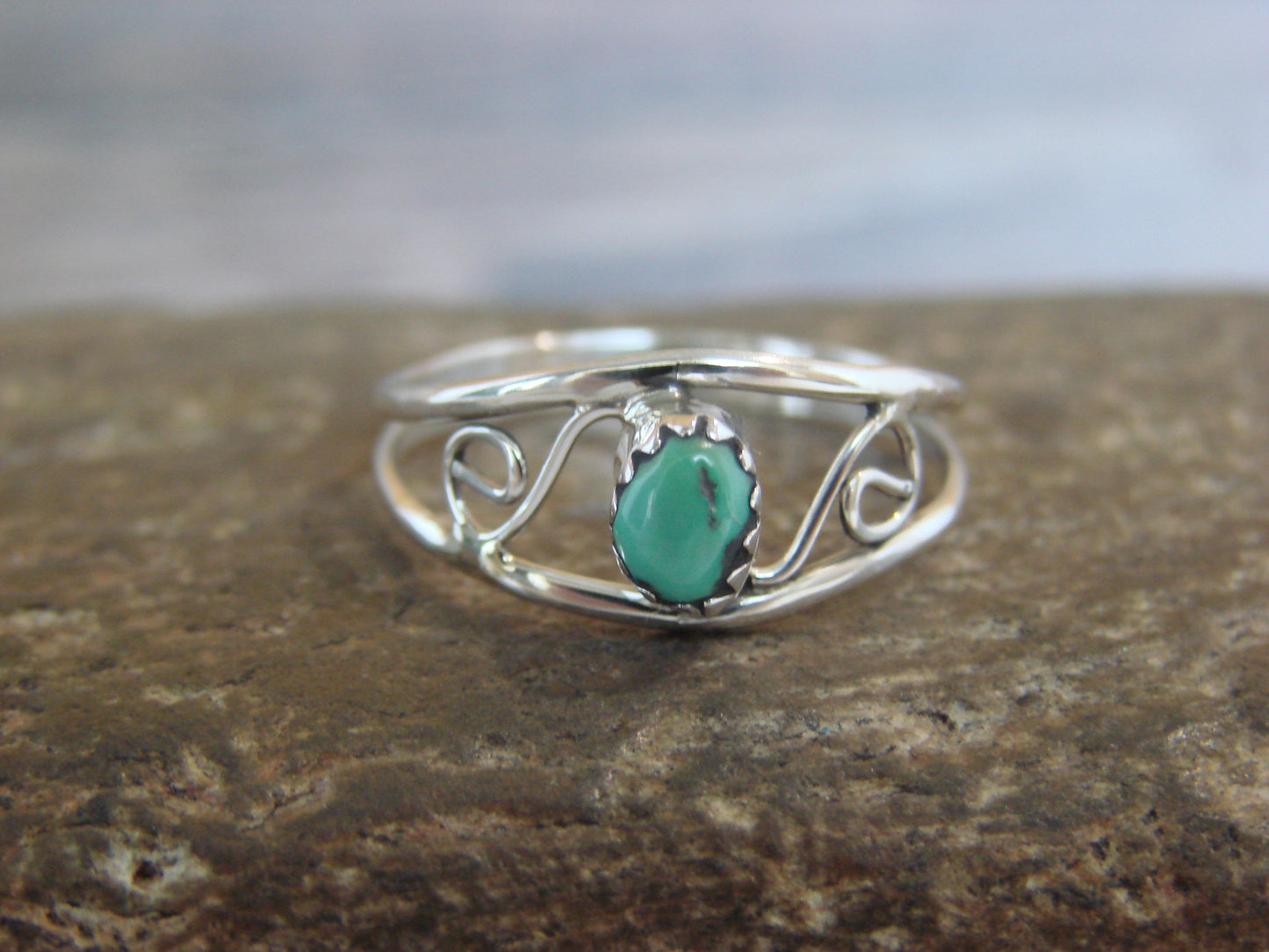 Native American Sterling Silver & Turquoise Ring Size 8.5 by Lincoln