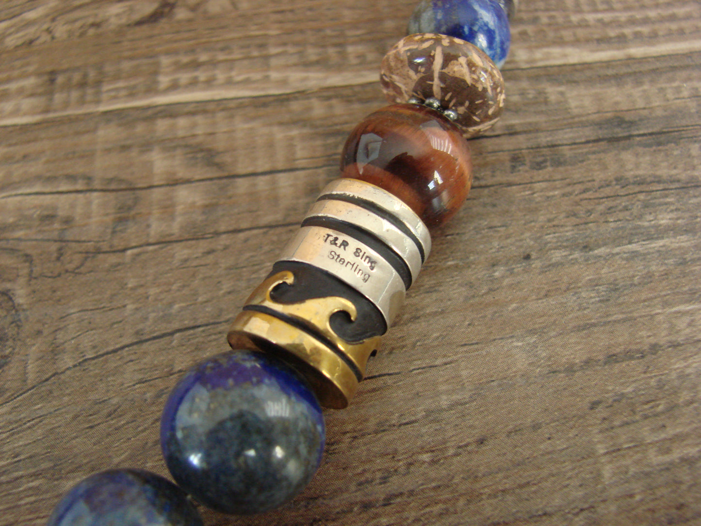 Native American Sterling Silver & Lapis 28" Gemstone Necklace by Singer