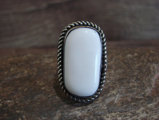 Native American Nickel Silver & Howlite Ring Size 7 - Cleveland