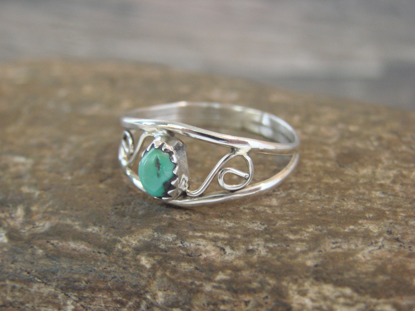 Native American Sterling Silver & Turquoise Ring Size 8.5 by Lincoln