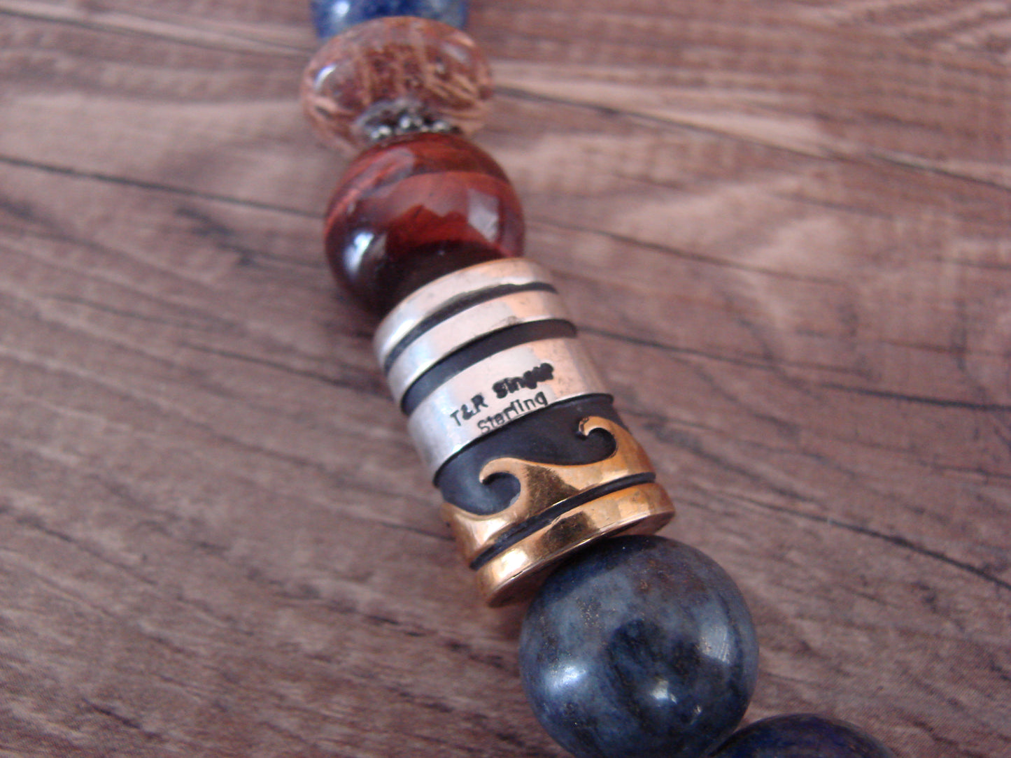 Native American Sterling Silver & Lapis 28" Gemstone Necklace by Singer