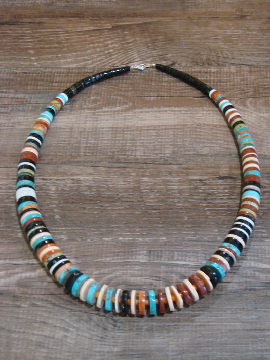 Native American Multi Stone 22" Heishi Necklace by Calabaza