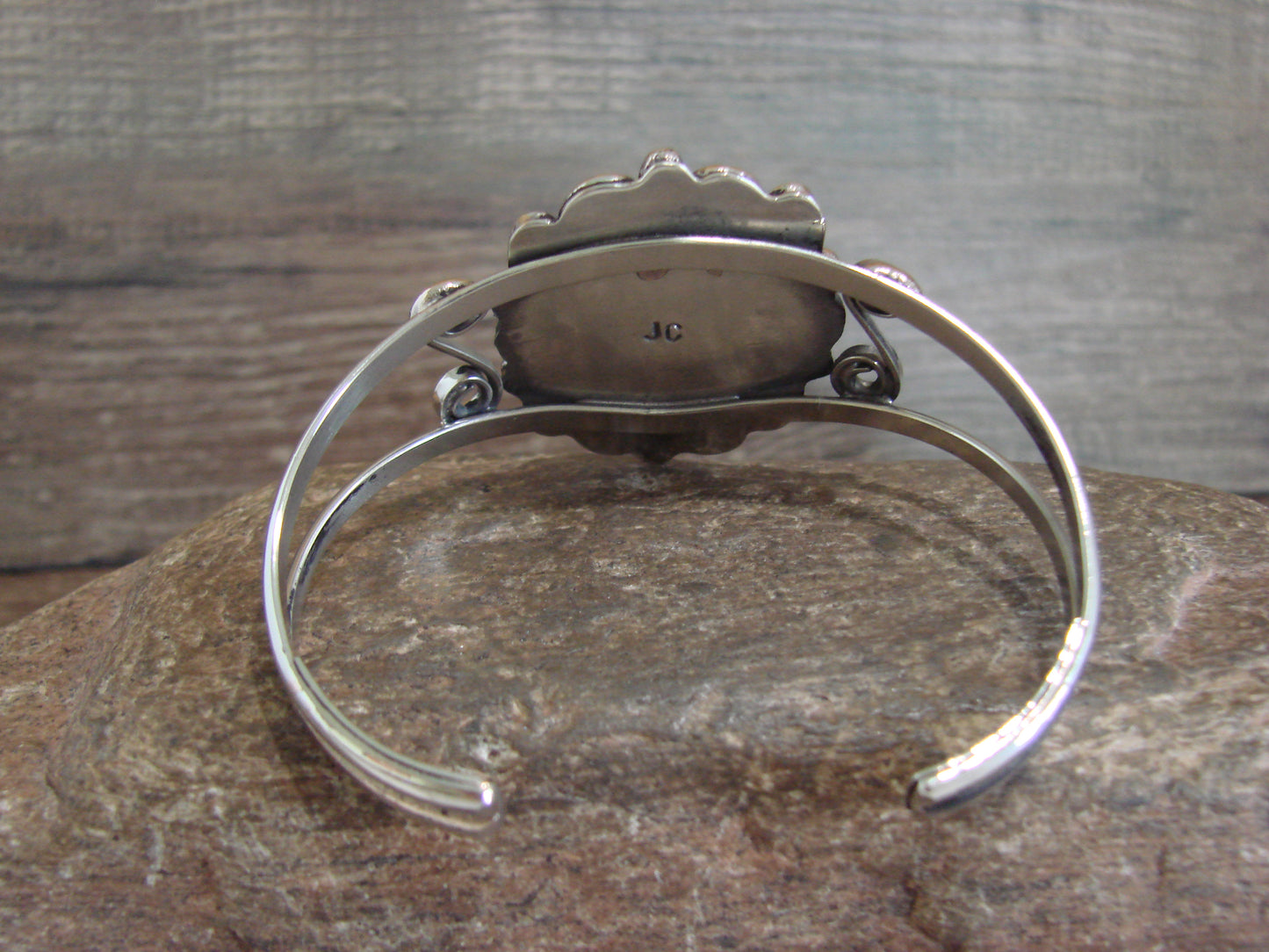 Native American Nickel Silver & Turquoise Bracelet by Cleveland