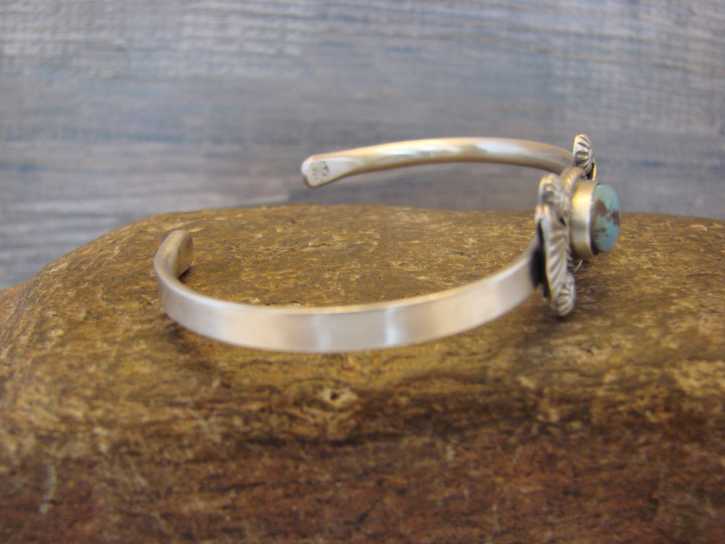 Small Native American Sterling Silver & Sonoran Turquoise Bracelet