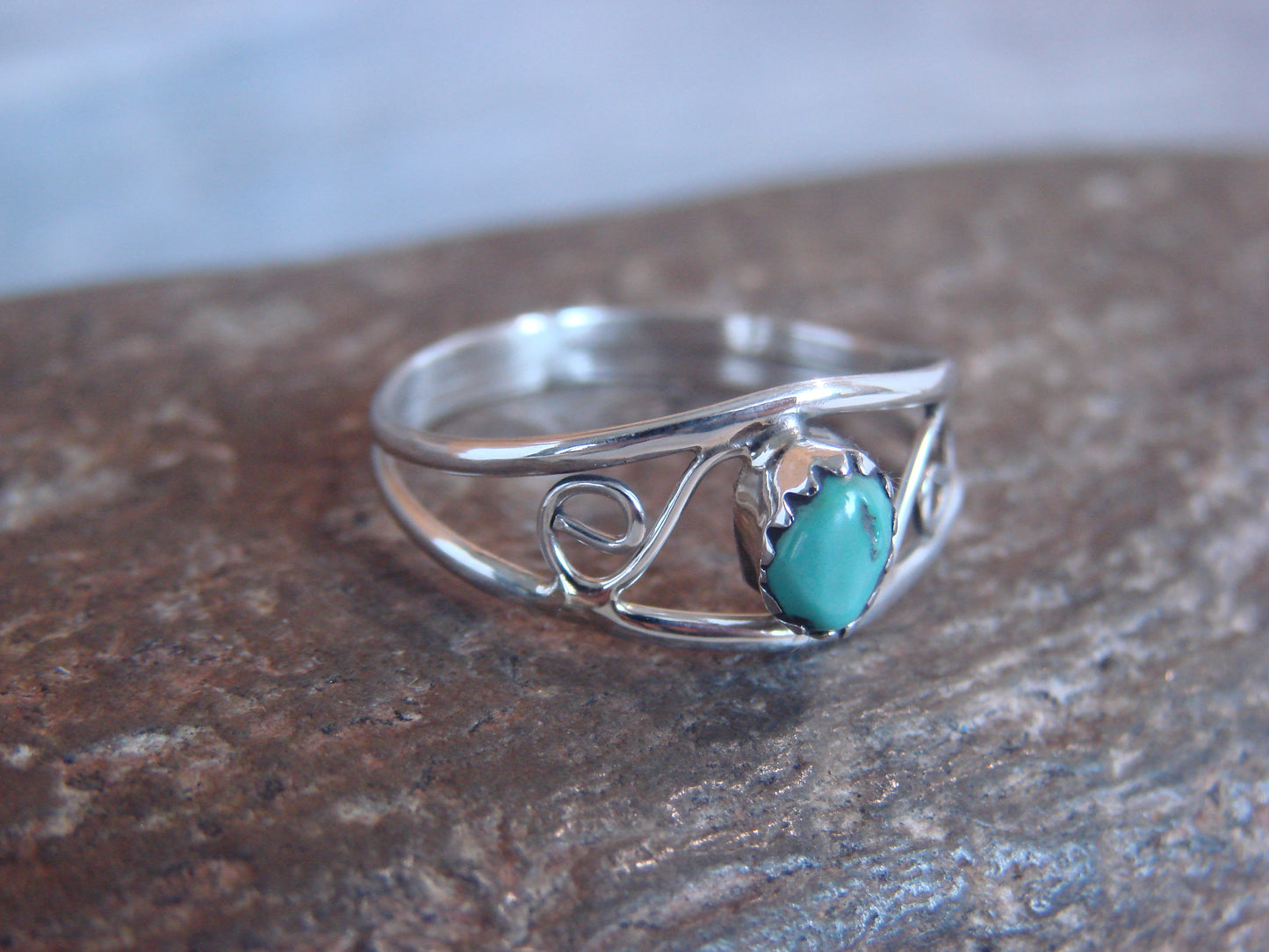 Native American Sterling Silver & Turquoise Ring Size 8.5 by Lincoln