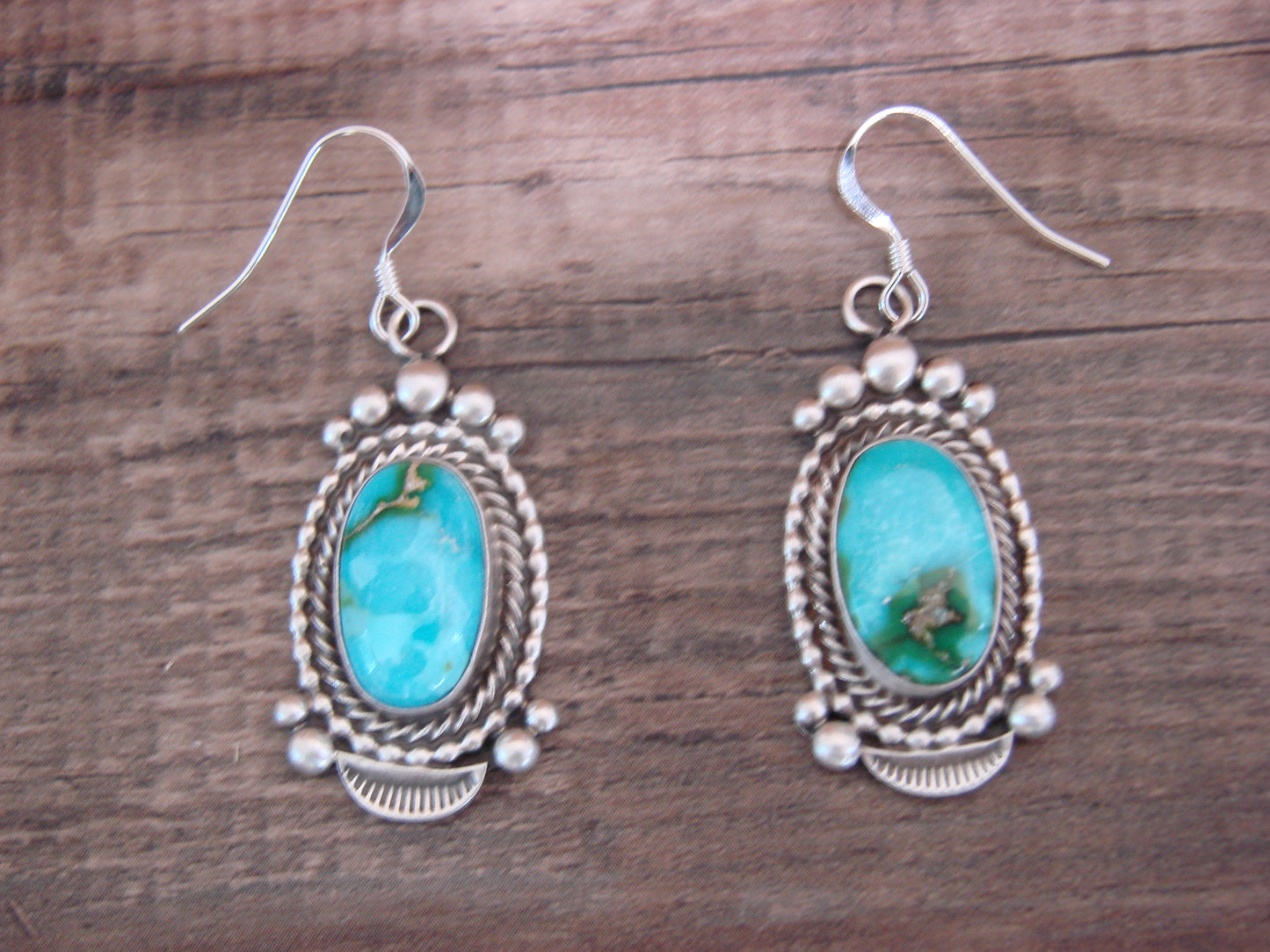 Native American Sterling Silver & Turquoise Squash Blossom Set By Tom Lewis