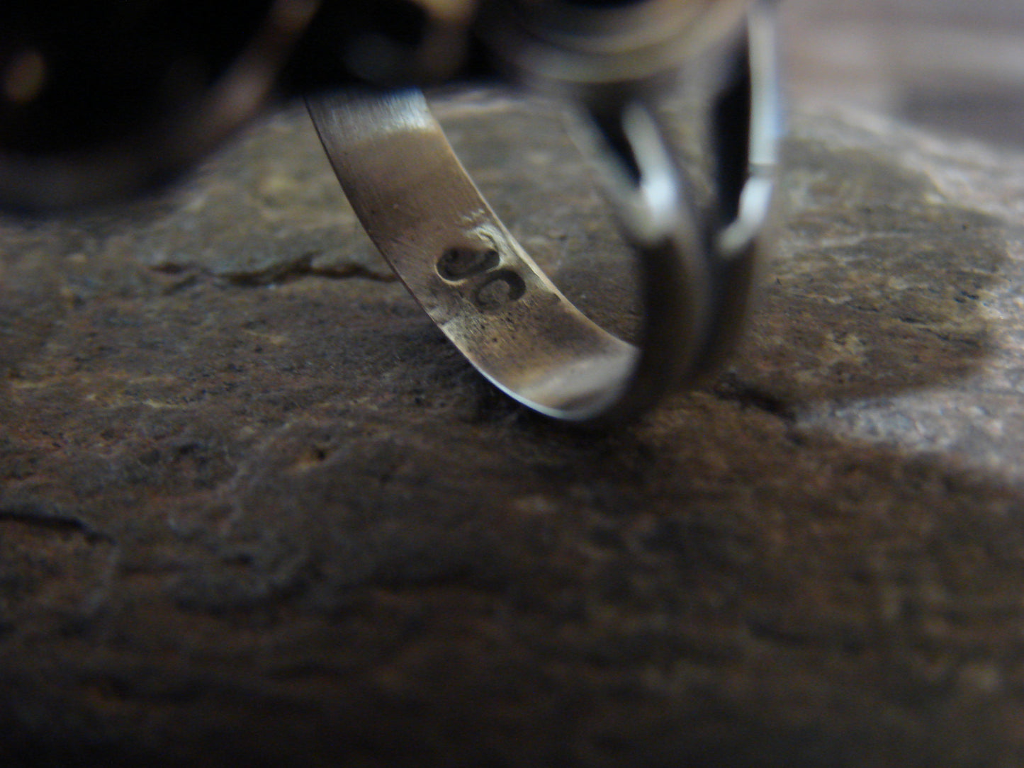 Native American Nickel Silver & Turquoise Ring by Cleveland - Size 10.5