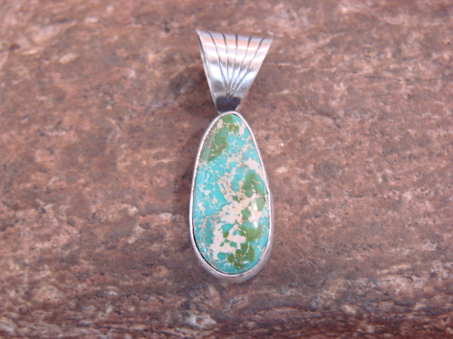 Native American Sterling Silver & Sonoran Turquoise Pendant by Yellowhair