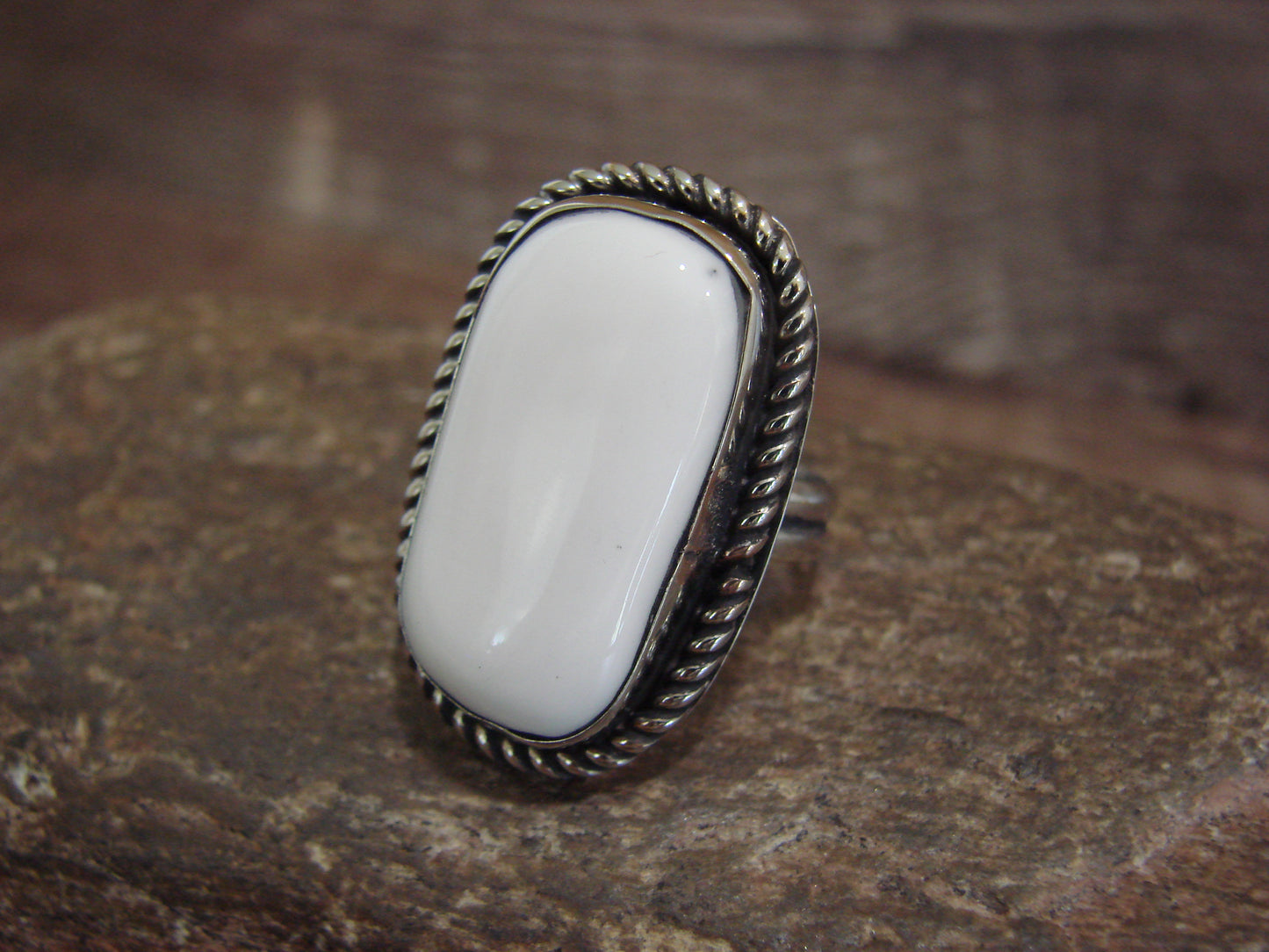 Native American Nickel Silver & Howlite Ring Size 7 - Cleveland