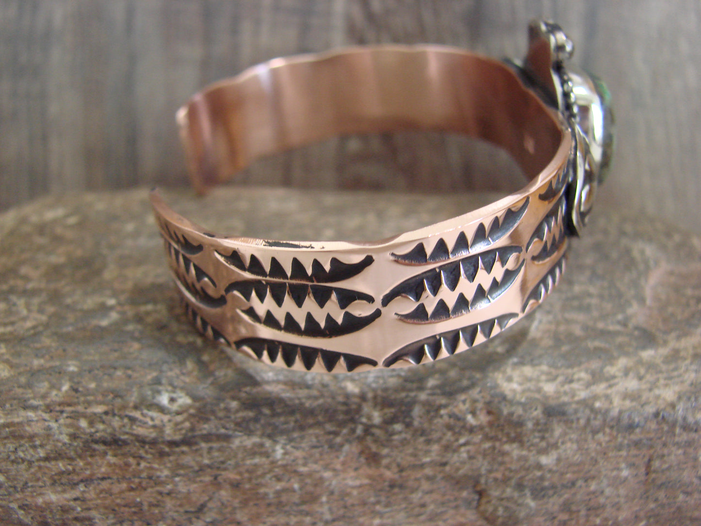 Native American Copper & Turquoise Bracelet by Cleveland