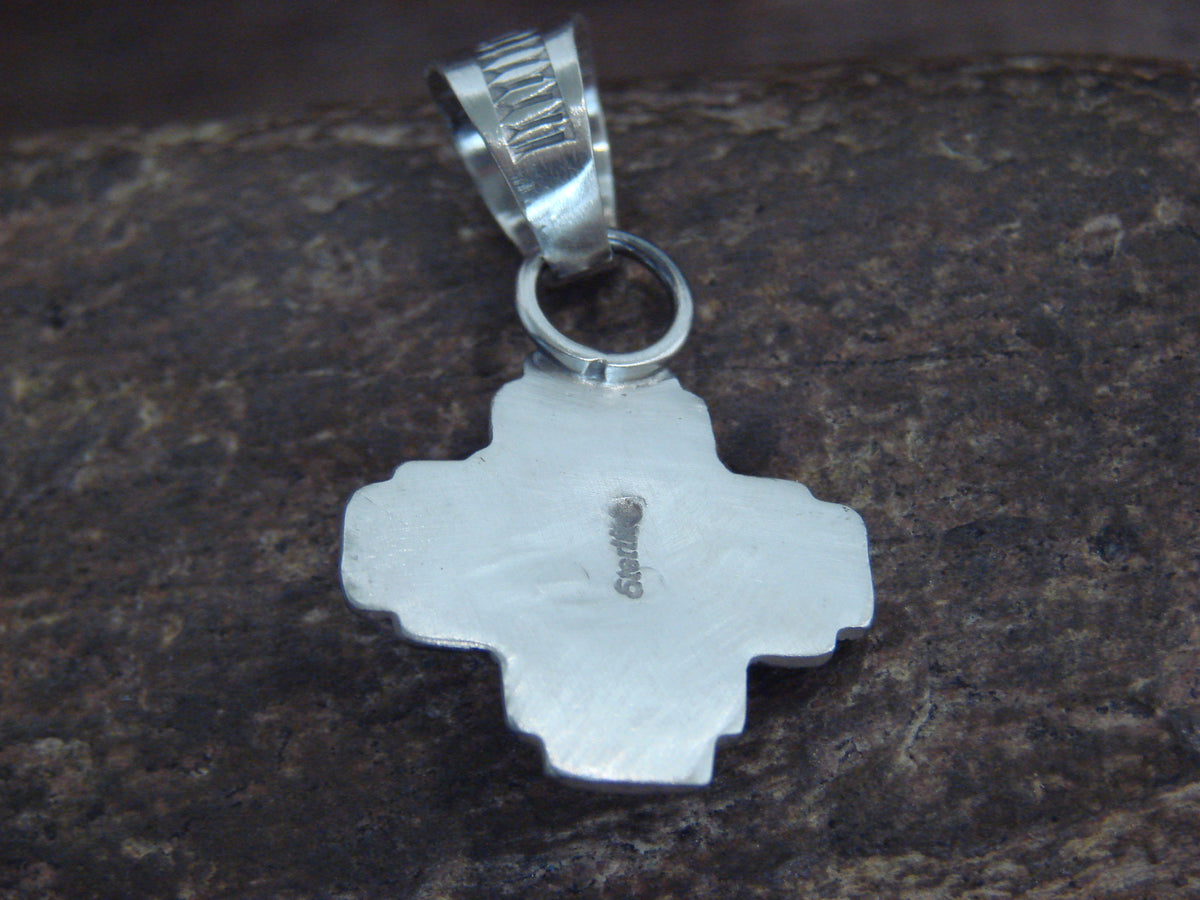 Native American Sterling Silver & Turquoise Zia Symbol Pendant - McCarthy
