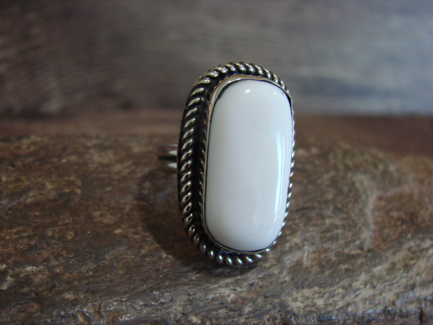 Native American Nickel Silver & Howlite Ring Size 7 - Cleveland