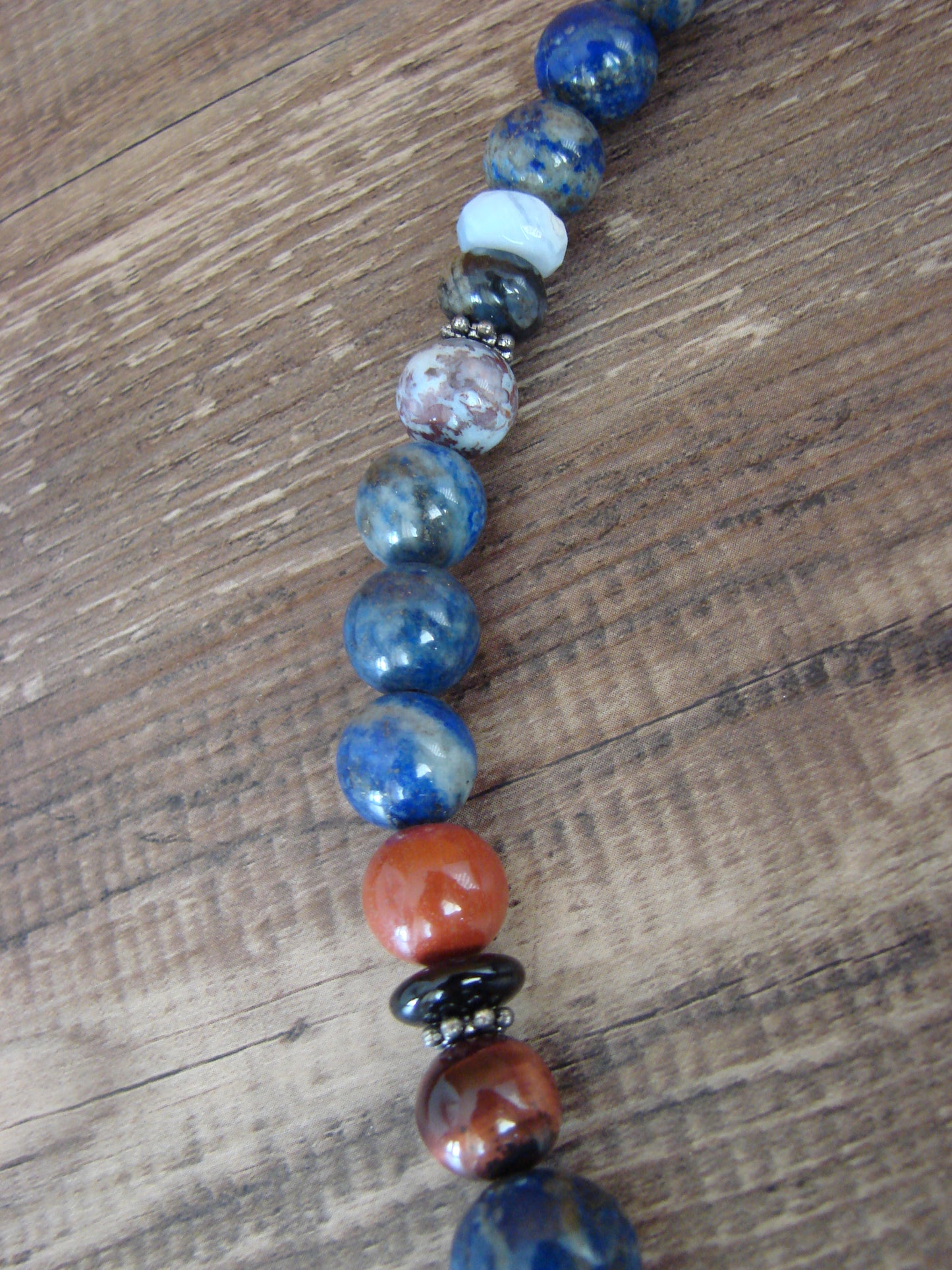 Native American Sterling Silver & Lapis 28" Gemstone Necklace by Singer