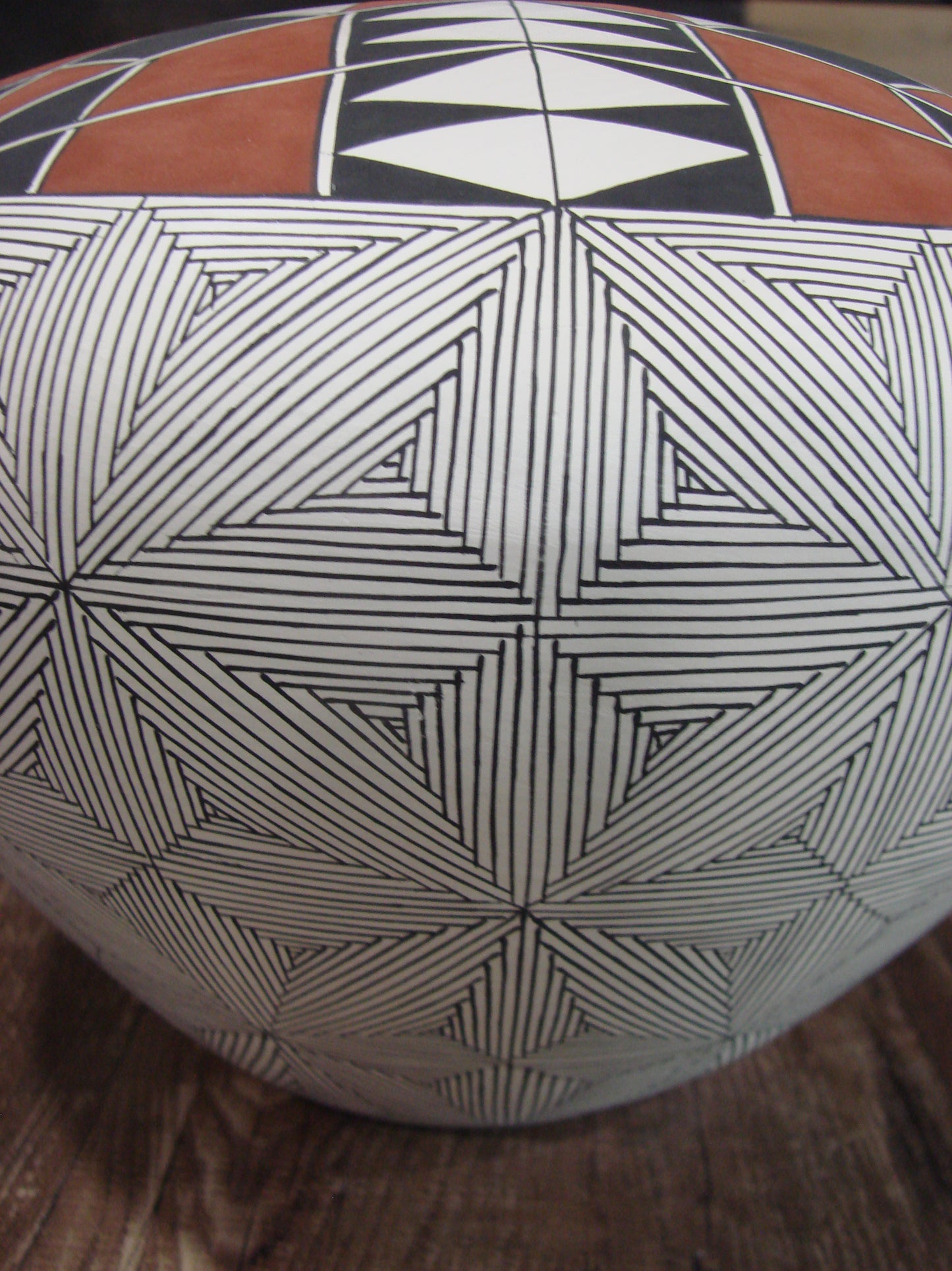 Native American Acoma Fine Line Hand Painted Pottery by D. Malie