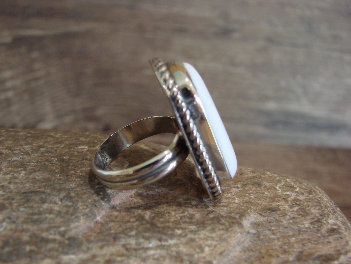 Native American Nickel Silver & Howlite Ring Size 7 - Cleveland