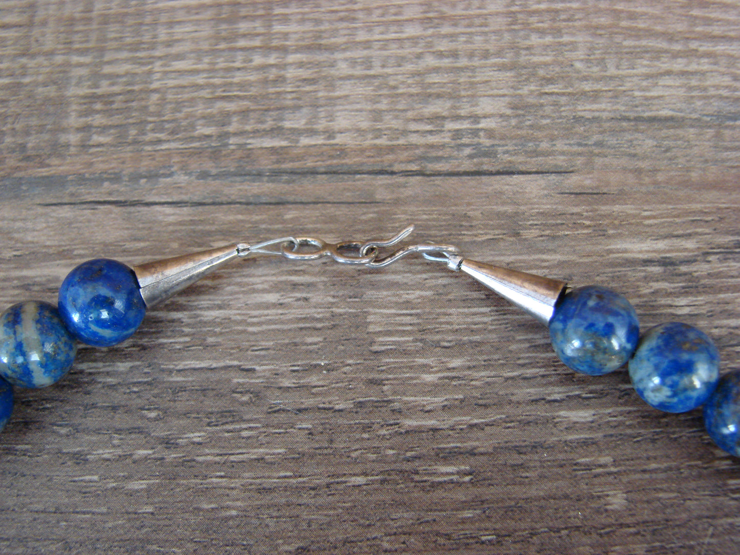 Native American Sterling Silver & Lapis 28" Gemstone Necklace by Singer