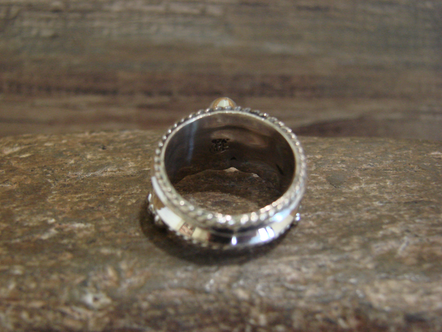 Native American Sterling Silver & Turquoise Ring by Tom Lewis - Size 6