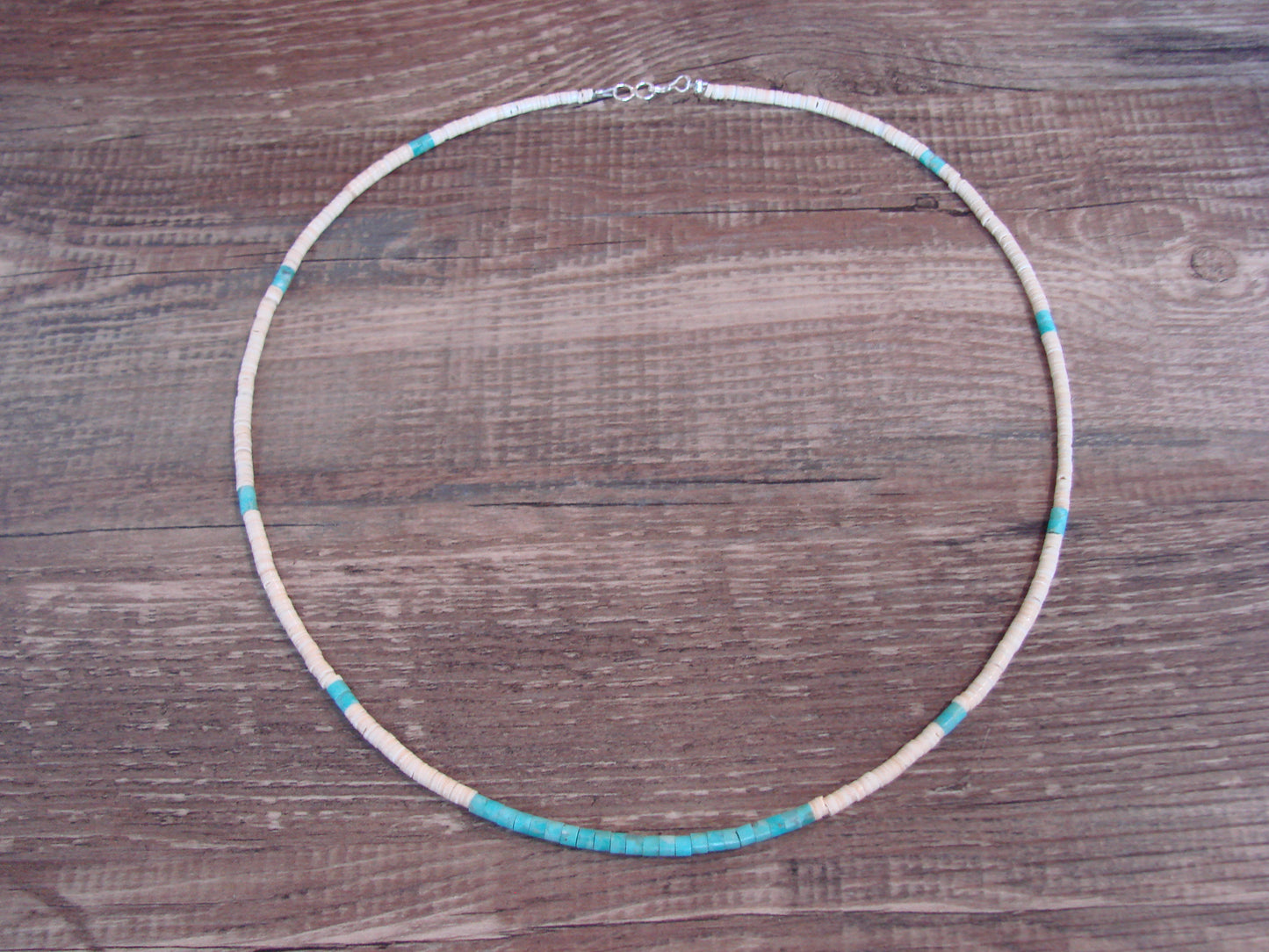 Native American 18" Santo Domingo Tortoise Shell Heishi Necklace - Crespin