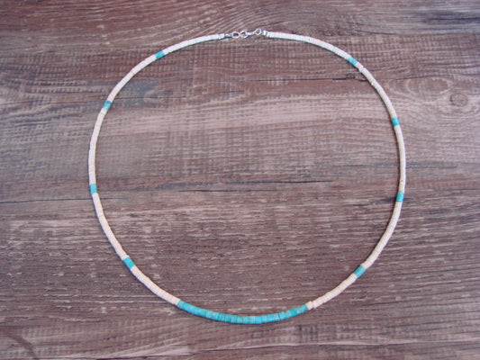 Native American 18" Santo Domingo Tortoise Shell Heishi Necklace - Crespin