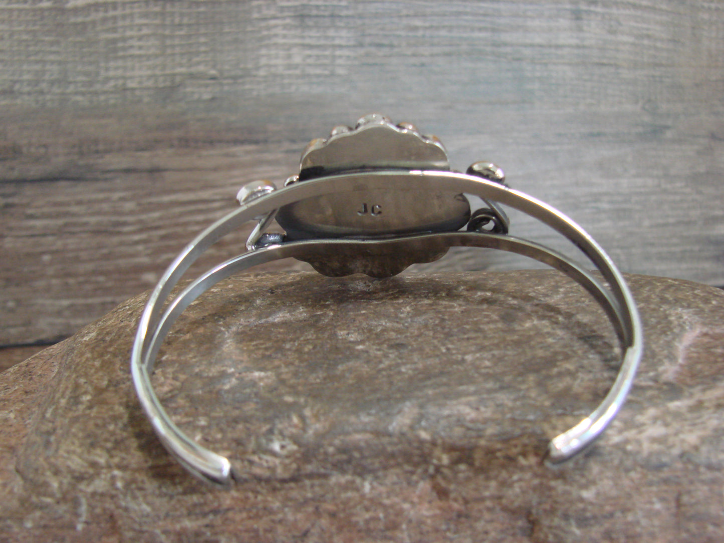 Native American Nickel Silver & Turquoise Bracelet by Cleveland